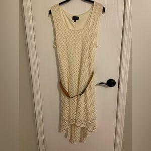Sleeveless XL  Cream Crochet Dress
